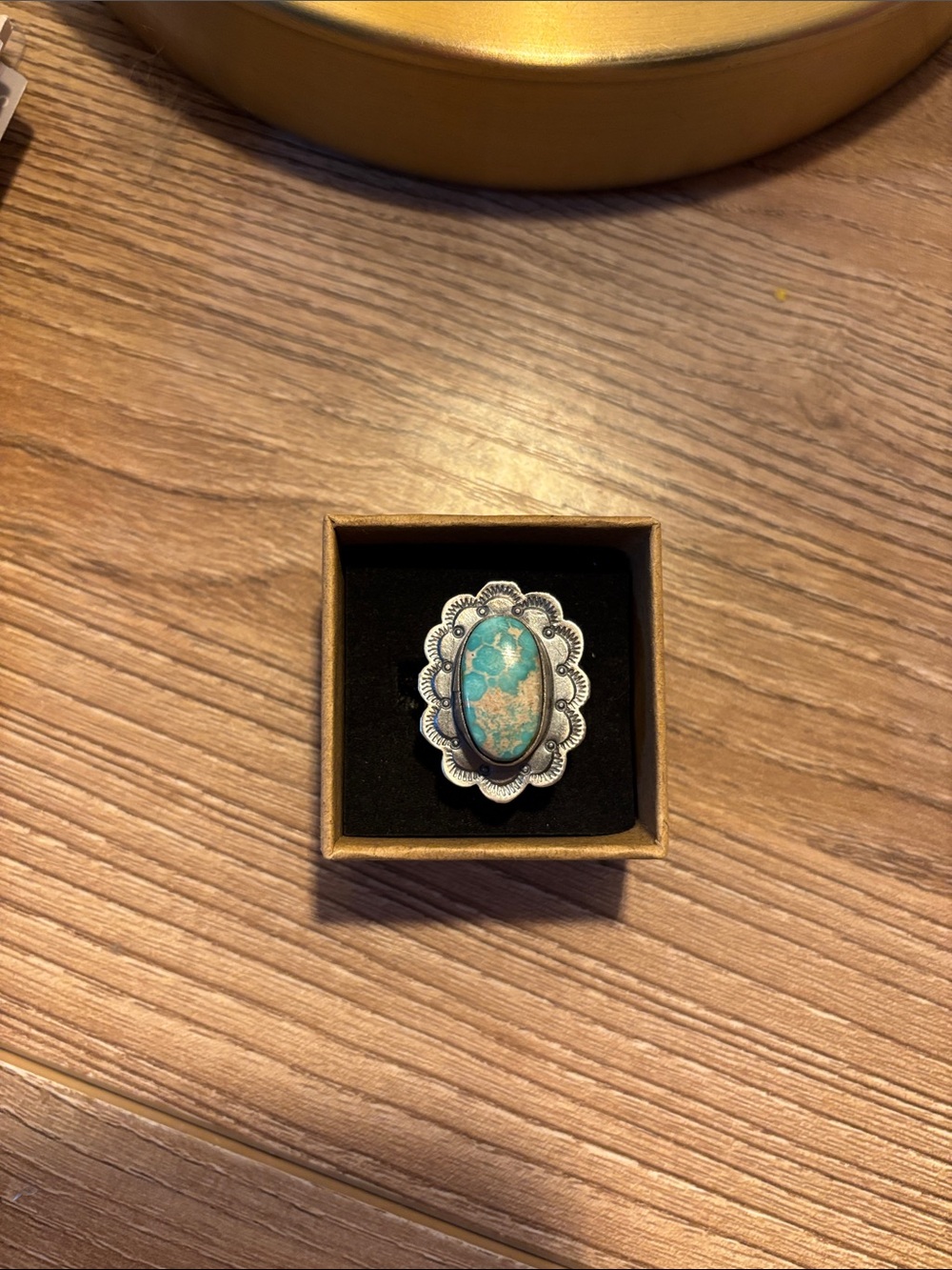 Turquoise Oval Statement Ring - Skeets, adjustable